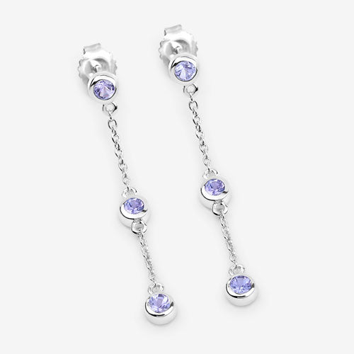 Pendientes de plata de ley .925 con tanzanita genuina de 0,60 quilates