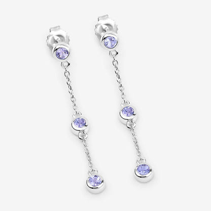 Pendientes de plata de ley .925 con tanzanita genuina de 0,60 quilates