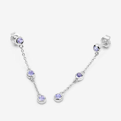 Pendientes de plata de ley .925 con tanzanita genuina de 0,60 quilates