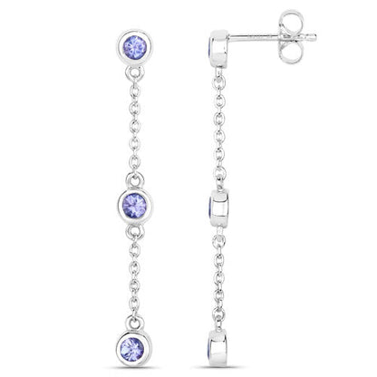 Pendientes de plata de ley .925 con tanzanita genuina de 0,60 quilates
