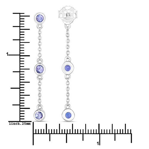 Pendientes de plata de ley .925 con tanzanita genuina de 0,60 quilates
