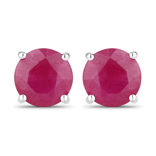 Pendientes de Rubí Genuino de 0,86 Quilates en Oro Blanco de 14K