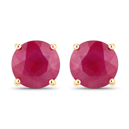 Pendientes de oro amarillo de 14 quilates con rubí auténtico de 0,86 quilates