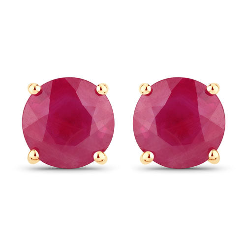 Pendientes de oro amarillo de 14 quilates con rubí auténtico de 0,86 quilates