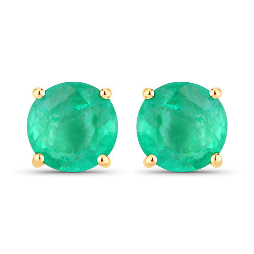 Pendientes de oro amarillo de 10K con esmeraldas auténticas de Zambia de 0,72 quilates