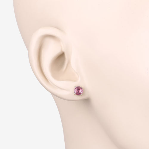 Pendientes de oro amarillo de 10 quilates con zafiro rosa genuino de 1,30 quilates