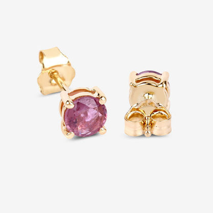 Pendientes de oro amarillo de 10 quilates con zafiro rosa genuino de 1,30 quilates