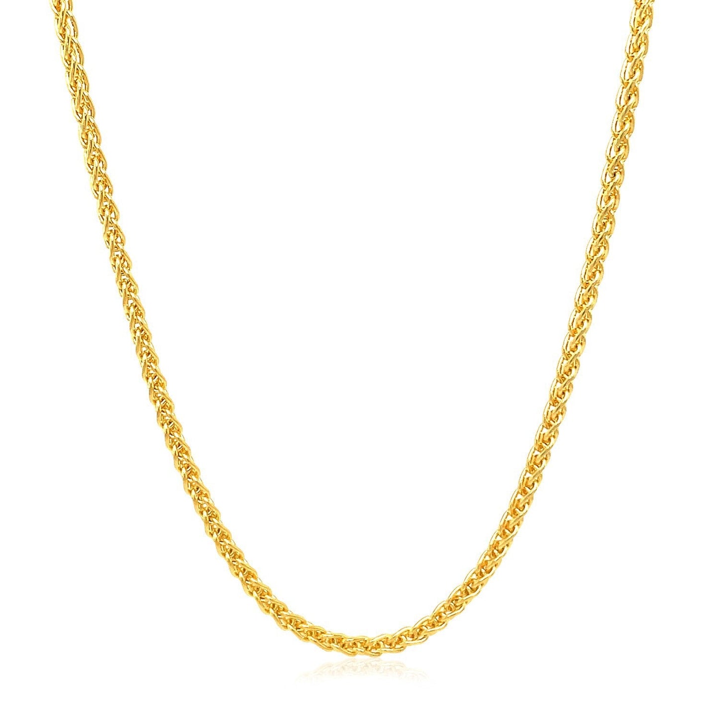Cadena de trigo redonda de oro amarillo de 14k y 2,1 mm