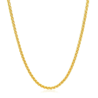 Cadena de trigo redonda de oro amarillo de 14k y 2,1 mm