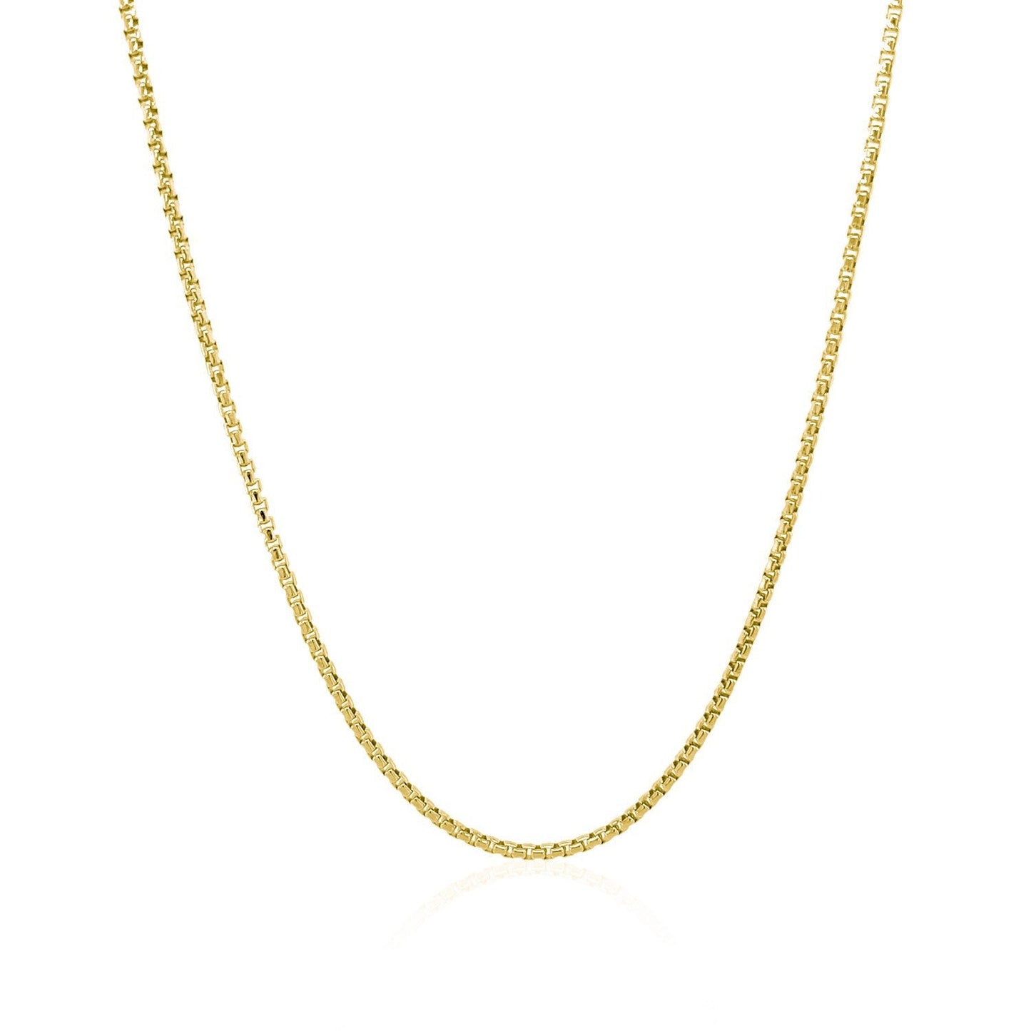 Cadena de oro amarillo de 14k tipo caja redonda de 1,35 mm