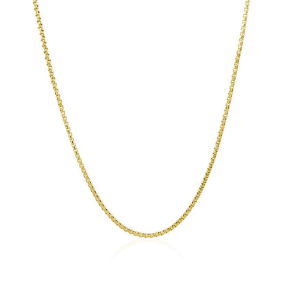 Cadena de oro amarillo de 14k tipo caja redonda de 1,35 mm