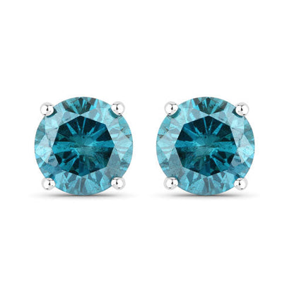 Pendientes de 0,81 quilates de diamantes azules auténticos y oro blanco de 14K