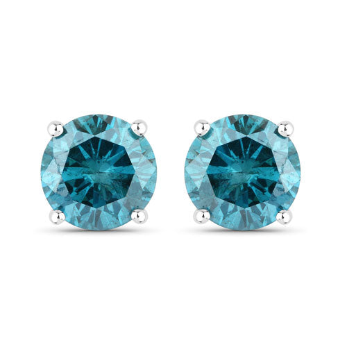 Pendientes de 0,81 quilates de diamantes azules auténticos y oro blanco de 14K
