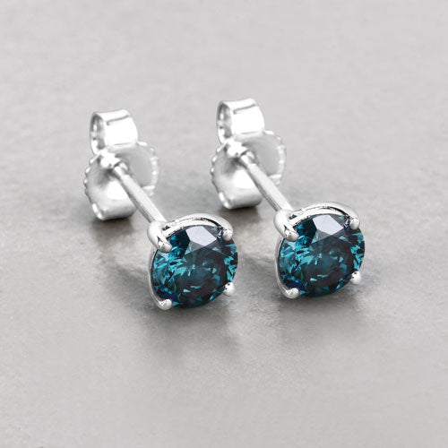 Pendientes de 0,81 quilates de diamantes azules auténticos y oro blanco de 14K