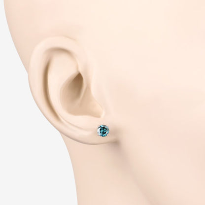 Pendientes de 0,81 quilates de diamantes azules auténticos y oro blanco de 14K