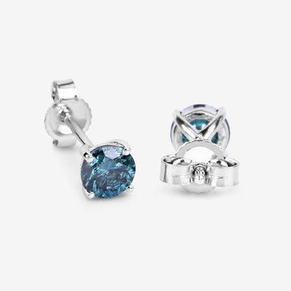 Pendientes de 0,81 quilates de diamantes azules auténticos y oro blanco de 14K