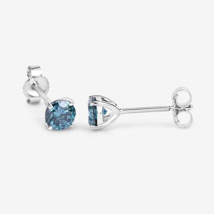 Pendientes de 0,81 quilates de diamantes azules auténticos y oro blanco de 14K