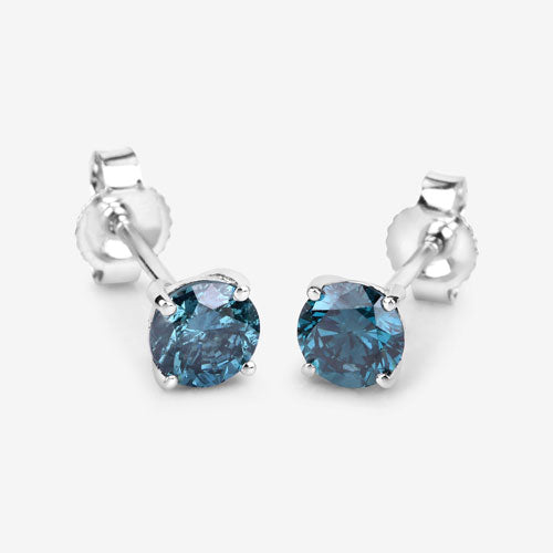Pendientes de 0,81 quilates de diamantes azules auténticos y oro blanco de 14K