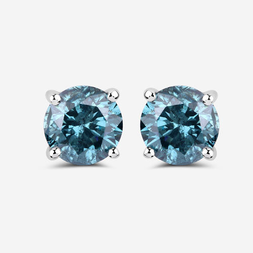 Pendientes de 0,81 quilates de diamantes azules auténticos y oro blanco de 14K