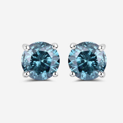 Pendientes de 0,81 quilates de diamantes azules auténticos y oro blanco de 14K