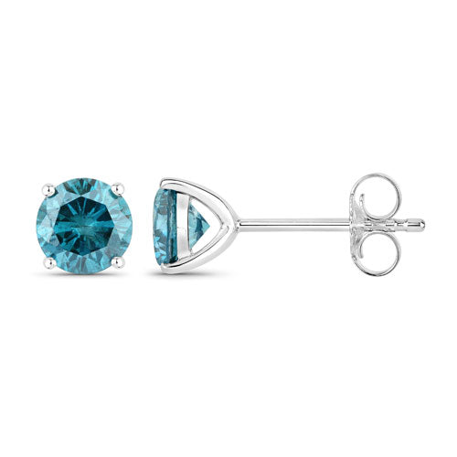 Pendientes de 0,81 quilates de diamantes azules auténticos y oro blanco de 14K
