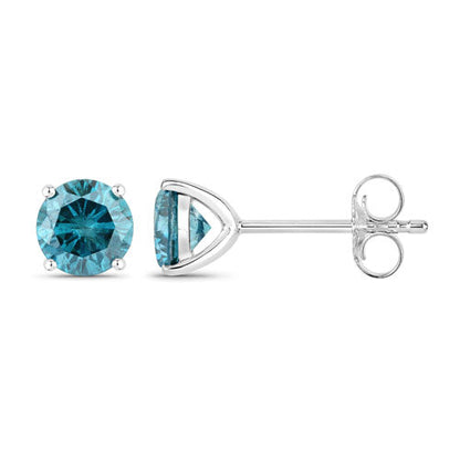 Pendientes de 0,81 quilates de diamantes azules auténticos y oro blanco de 14K