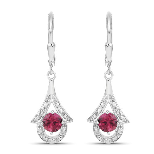 Aretes de Plata Esterlina .925 con Turmalina Rosa Genuina de 1.20 Quilates