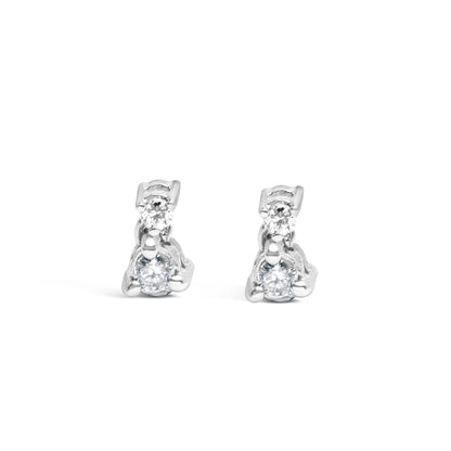 Pendientes con colgante doble de diamantes de oro blanco de 14 quilates y 1/4 TCW (color H-I, claridad SI1-SI2)