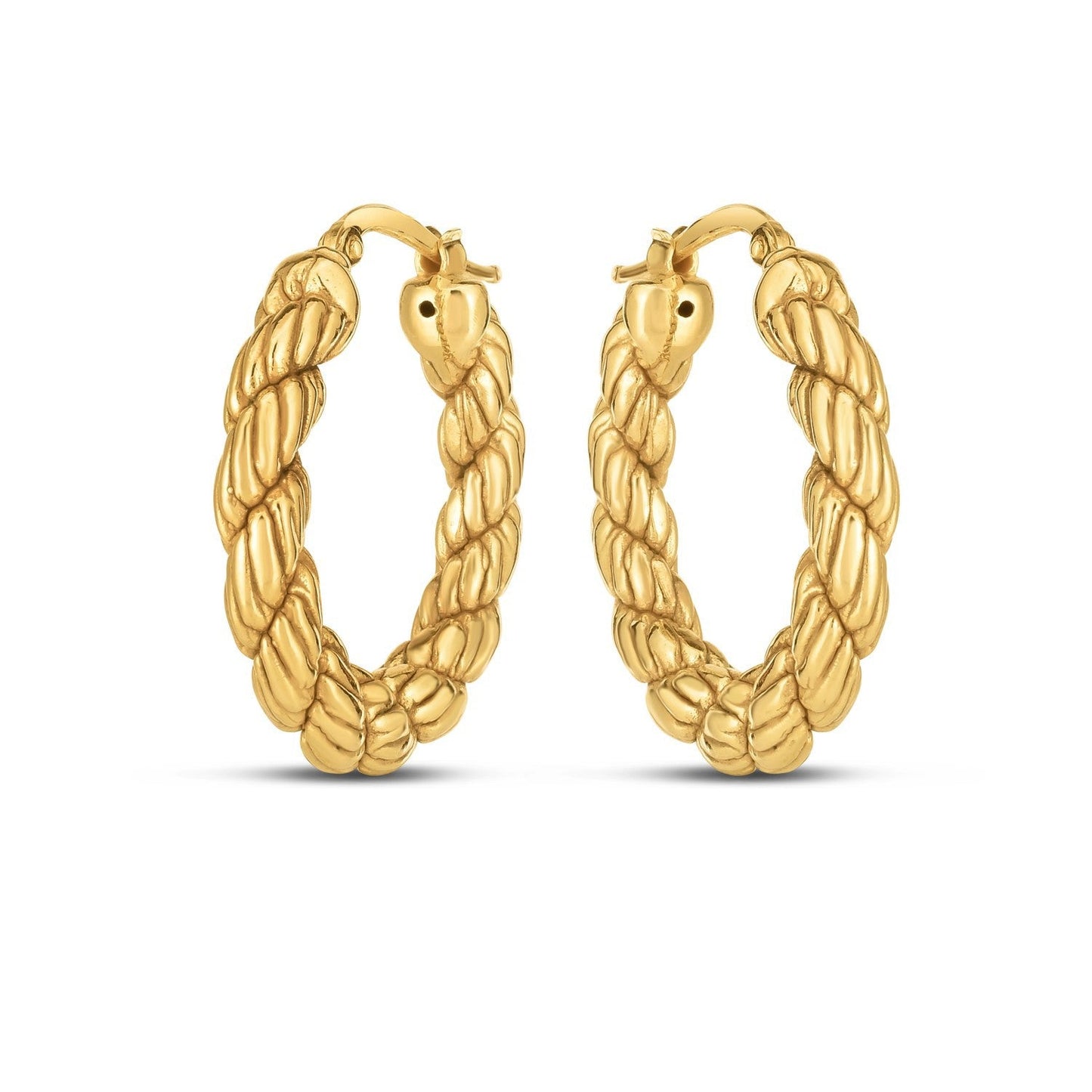 Pendientes de aro de oro amarillo de 14k con diseño de cuerda