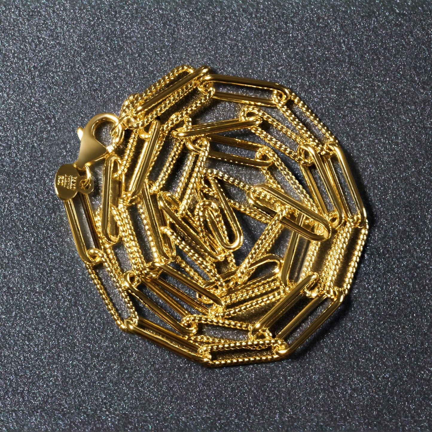 Cadena de eslabones ovalados texturizada de oro amarillo de 14k (3.5mm)