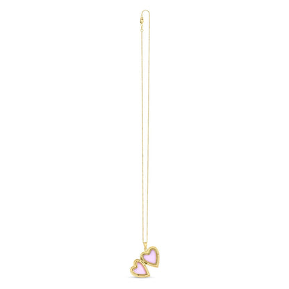 Collar con medallón de oro amarillo de 14k y diamantes con forma de corazón