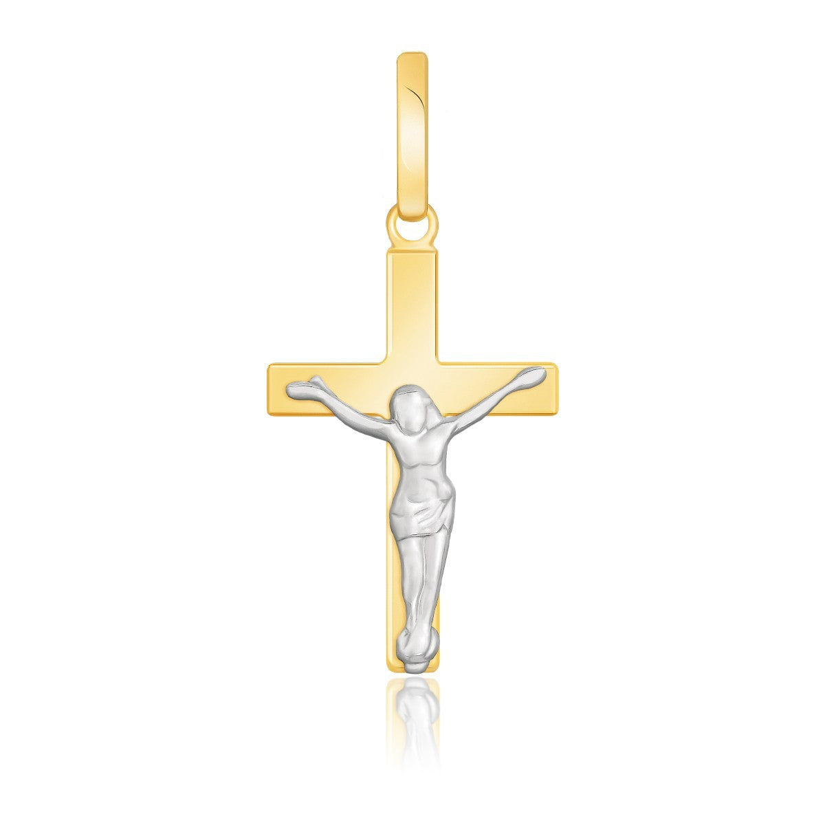 Colgante con motivo de crucifijo en oro de 14k bicolor