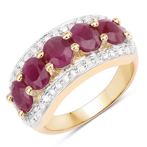 Anillo de plata de ley .925 con rubí genuino de 1.74 quilates y diamantes blancos