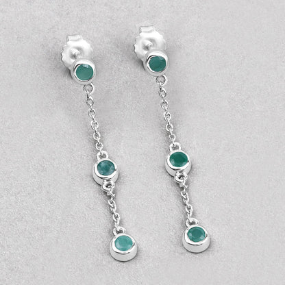 Aretes de plata de ley .925 con esmeralda genuina de 0.60 quilates