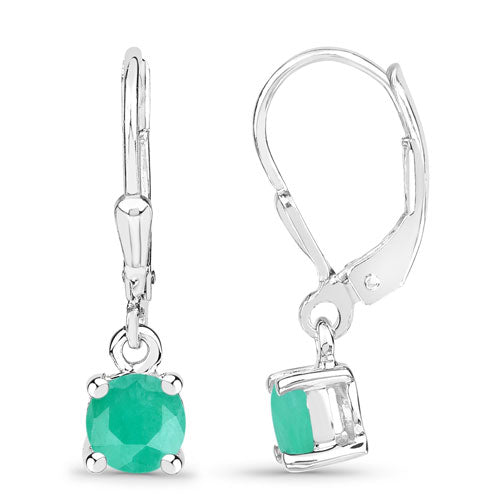 Aretes de esmeralda auténtica de 0,92 quilates en plata de ley 925