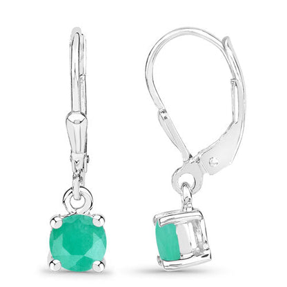 Aretes de esmeralda auténtica de 0,92 quilates en plata de ley 925