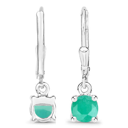 Aretes de esmeralda auténtica de 0,92 quilates en plata de ley 925
