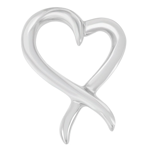 Collar con colgante de lazo de concientización con corazón calado en plata de ley .925