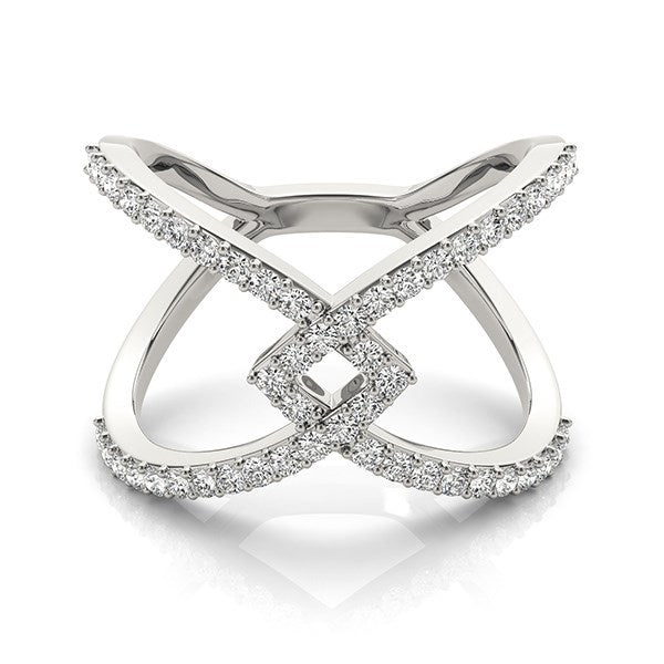Anillo de oro blanco de 14 quilates con diseño elegante entrelazado y diamantes (1/2 quilates en total)
