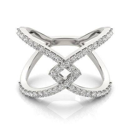 Anillo de oro blanco de 14 quilates con diseño elegante entrelazado y diamantes (1/2 quilates en total)