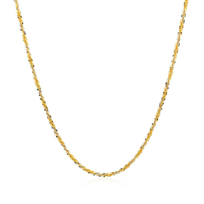 Cadena brillante de oro blanco y amarillo de 14k de 1.5mm