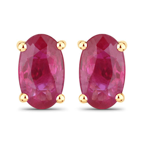 Pendientes de oro amarillo de 14 quilates con rubí auténtico de 0,54 quilates