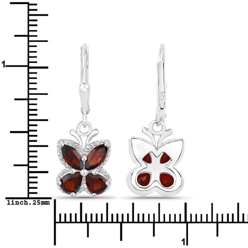 Pendientes de Plata de Ley .925 con Granate Genuino de 2.60 Quilates