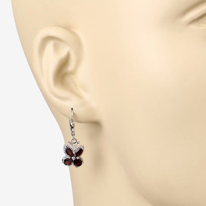 Pendientes de Plata de Ley .925 con Granate Genuino de 2.60 Quilates