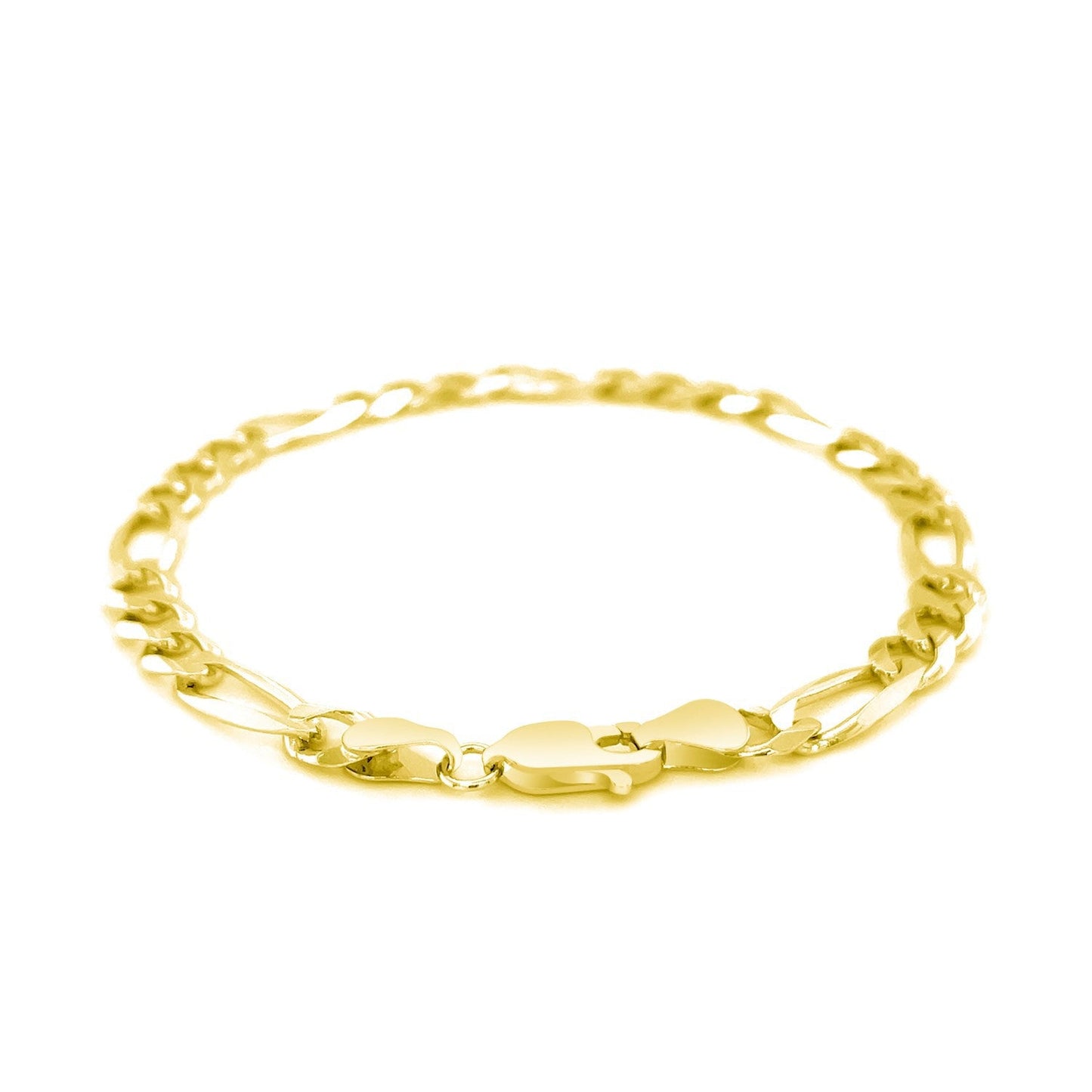 Pulsera Figaro maciza de oro amarillo de 14k y 6,0 mm