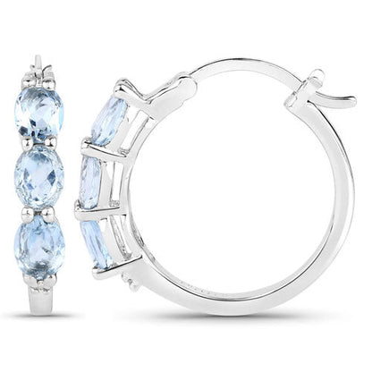 Pendientes de plata de ley .925 con aguamarina auténtica de 1.75 quilates y diamantes blancos