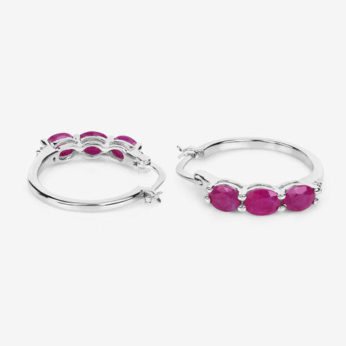 Pendientes de plata de ley .925 con auténtico rubí de 1.81 quilates y diamantes blancos