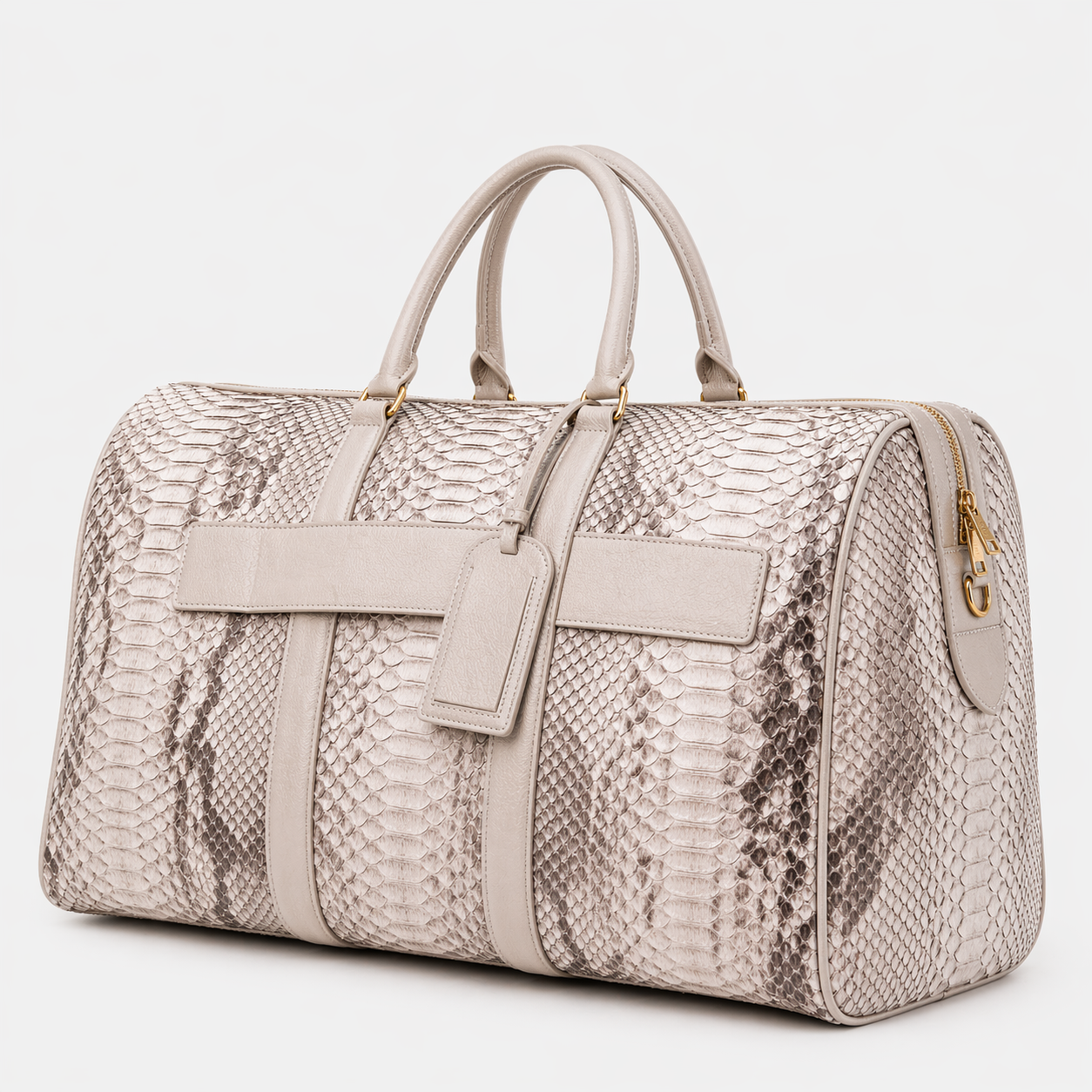 The Velar Nutural  Hand-Painted Python Leather Weekender Bag