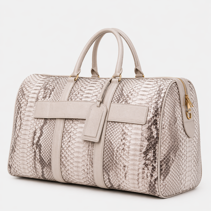 The Velar Nutural  Hand-Painted Python Leather Weekender Bag