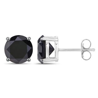 Pendientes de oro blanco de 14K con diamantes negros auténticos de 4.25 quilates